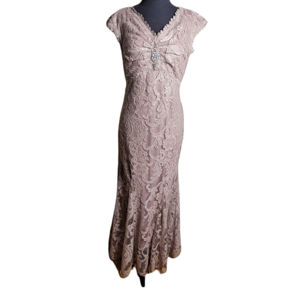 Emma Street mother of bride lace paisley ruched cap sleeve didi dress size 8